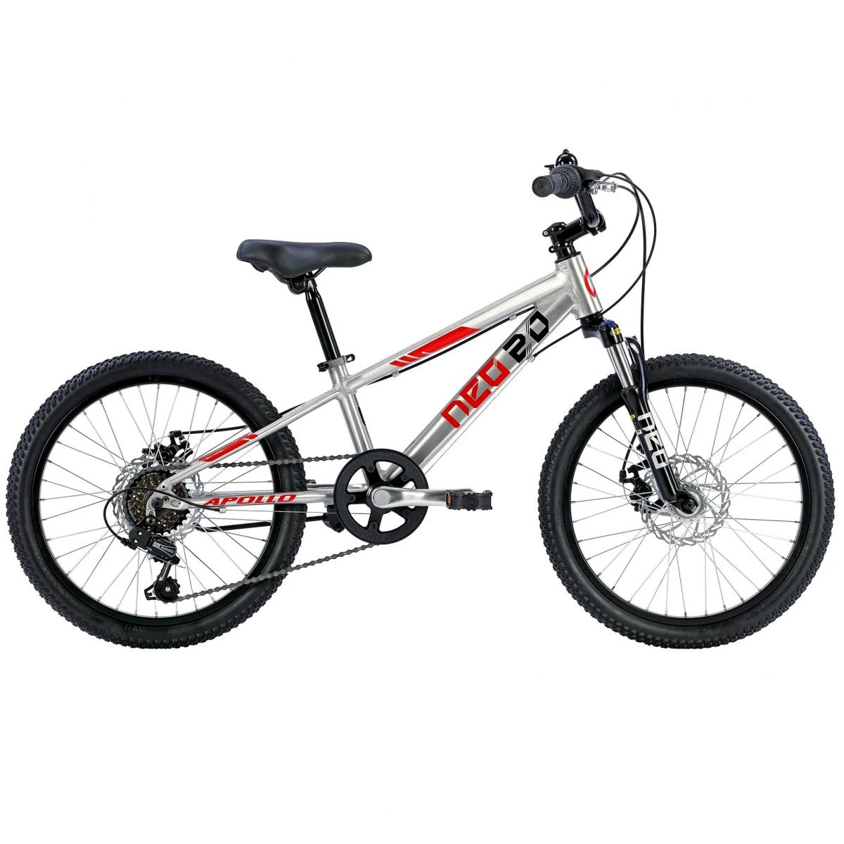 Велосипед 20" Apollo Neo Disk 6s boys (Brushed Alloy - Red - Black)