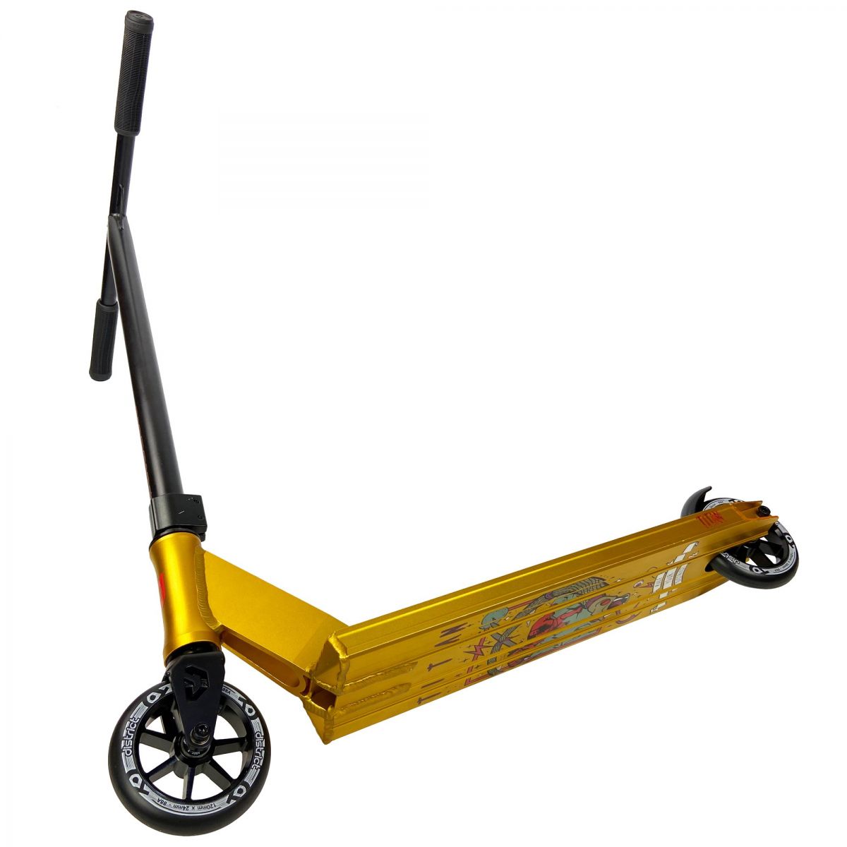 Трюковой самокат District Titan Complete Scooter (Ano Gold - Black)