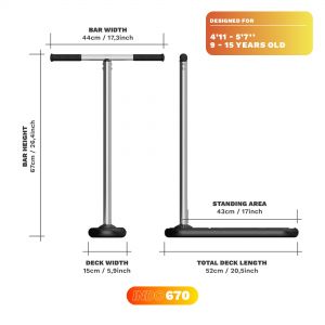Трюковий самокат-тренажер Indo X70 Trampoline Scooter 670 mm (Red)