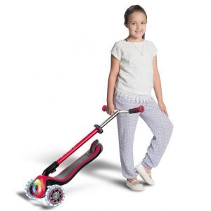 Самокат Globber My Free Fold Up Lights Elite Prime (красный)
