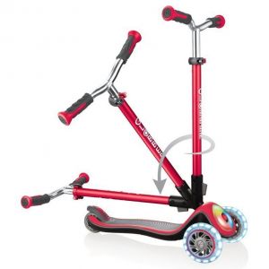 Самокат Globber My Free Fold Up Lights Elite Prime (красный)