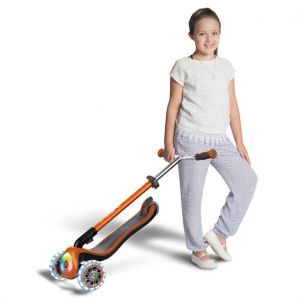 Самокат Globber My Free Fold Up Lights Elite Prime (оранжевый)