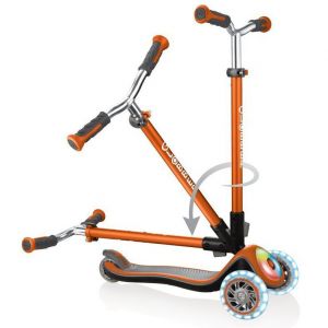 Самокат Globber My Free Fold Up Lights Elite Prime (оранжевый)