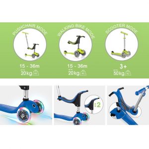 Беговел-самокат Globber GO-UP sporty Lights 4in1 (Pastel Pink)