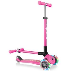 Самокат Globber My Free Primo Foldable Lights (Neon Pink - Flowers)