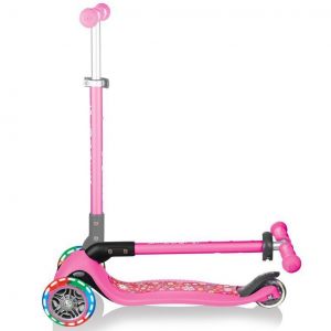 Самокат Globber My Free Primo Foldable Lights (Neon Pink - Flowers)