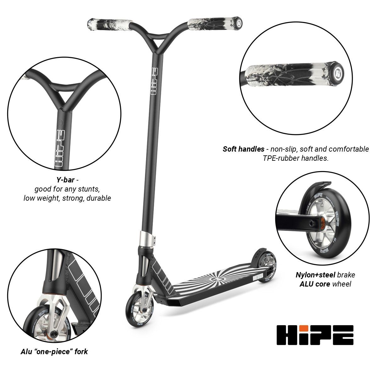 Трюковий самокат Hipe H10 (Silver-black)