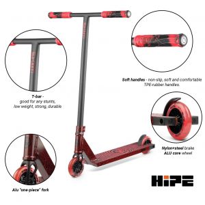 Трюковой самокат Hipe H11 (Black-red Lava)
