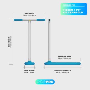 Трюковий самокат-тренажер Indo Pro Trampoline Scooter 740 mm (Blue)