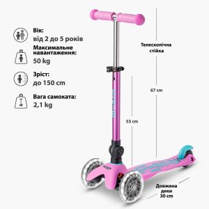 Самокат Mini Micro Deluxe Foldable LED (Lavender)