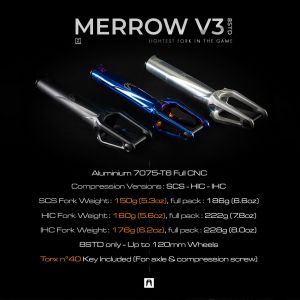 Вилка Ethic Merrow V3 HIC Pro Scooter Fork (Blue chrome)