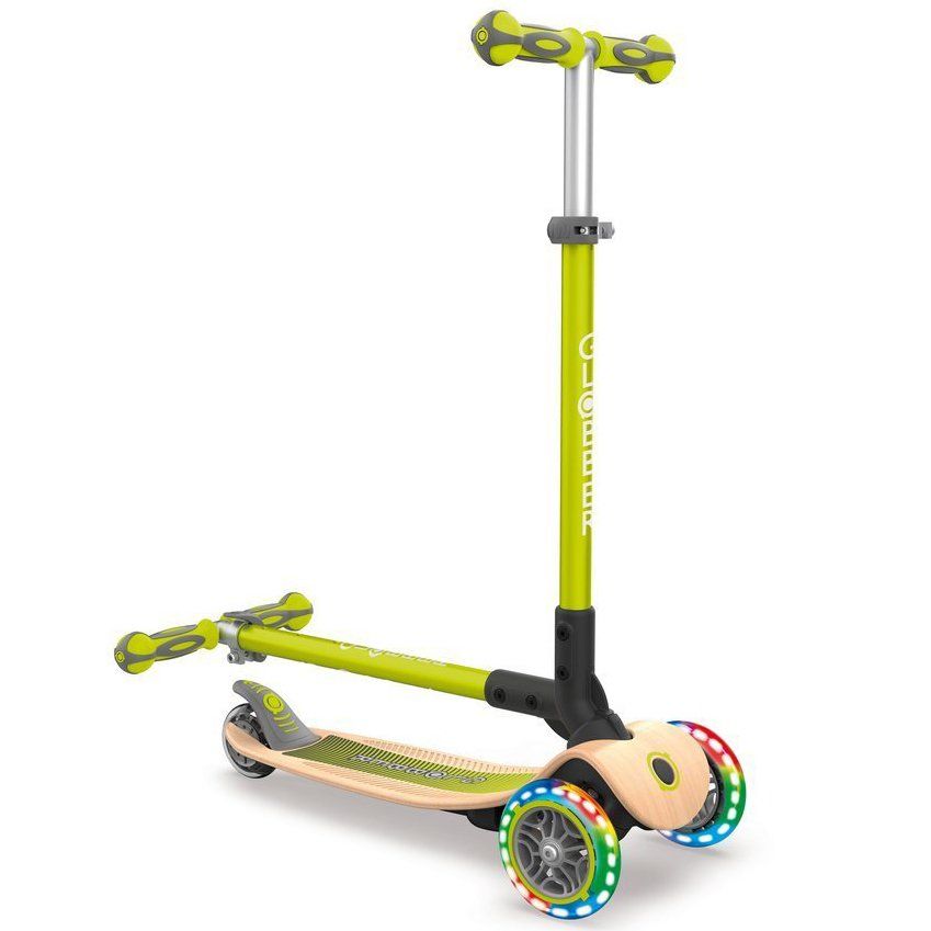 Самокат Globber Primo Foldable Wood Lights (Lime Green)