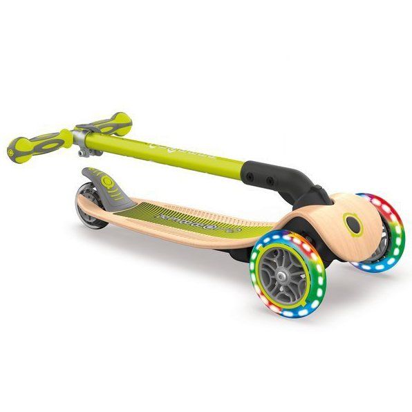 Самокат Globber Primo Foldable Wood Lights (Lime Green)