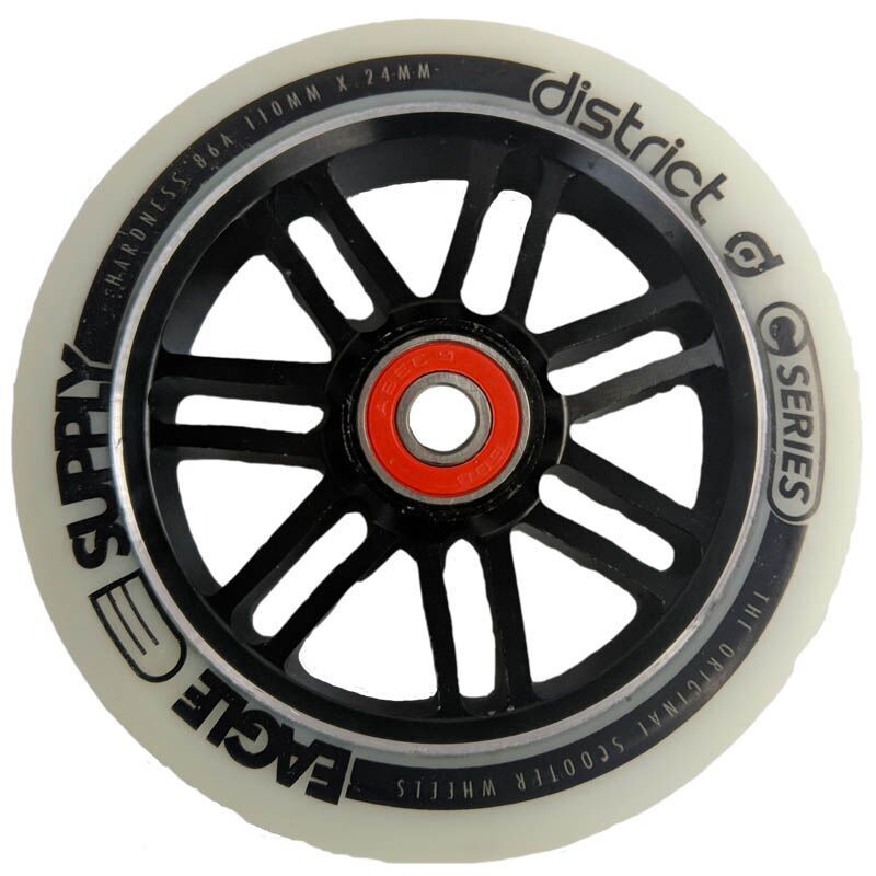 Колесо для трюкового самоката District 110 mm White on Black