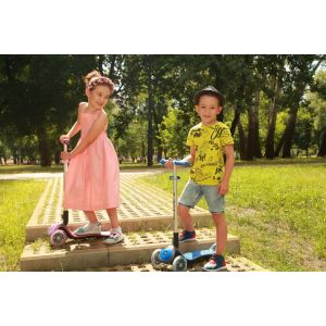 Самокат Globber My Free Fold Up Lights Elite Prime (синий)