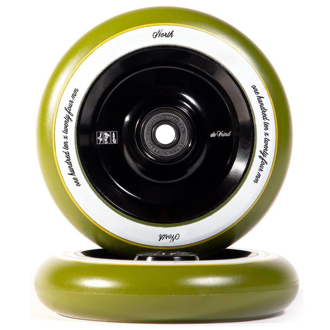 Колесо для трюкового самокату North Jon Dev 110mm Signature Pro Scooter Wheel (Black - Olive Green)