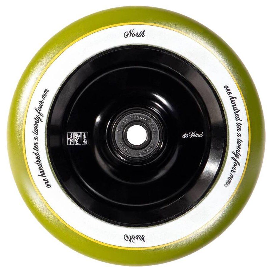 Колесо для трюкового самокату North Jon Dev 110mm Signature Pro Scooter Wheel (Black - Olive Green)