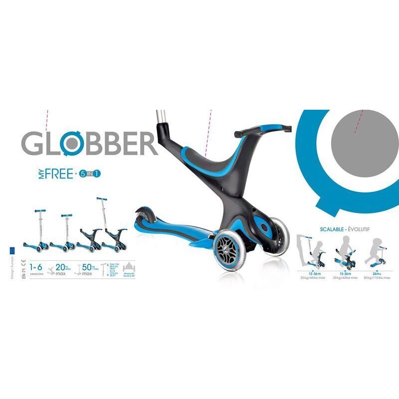 Самокат-велобіг Globber My free 2c 5 in 1 (блакитний)