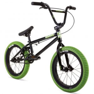 Велосипед Stolen Agent 16" 2021 BMX Freestyle Bike (black-neon green tires)