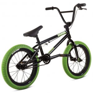 Велосипед Stolen Agent 16" 2021 BMX Freestyle Bike (black-neon green tires)